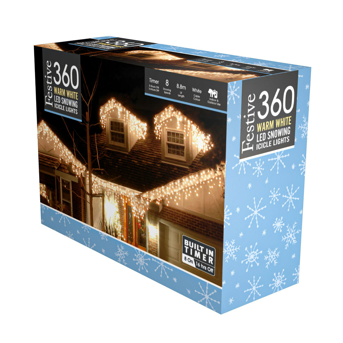 Plug In Christmas Snowing Effect Icicle Lights