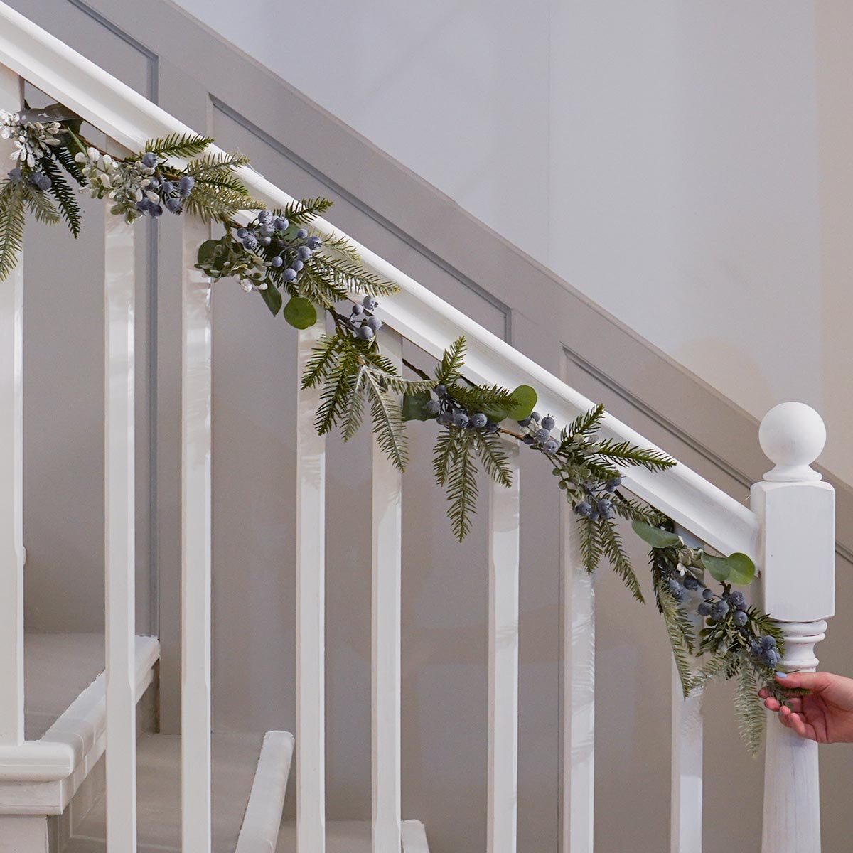 1.35m Green Eucalyptus with Navy Berries Christmas Garland