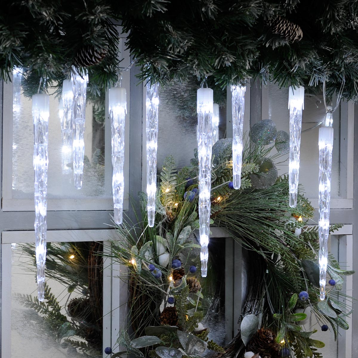 6.9m Outdoor Christmas Icicle Tube Lights, Dual Colour LEDs