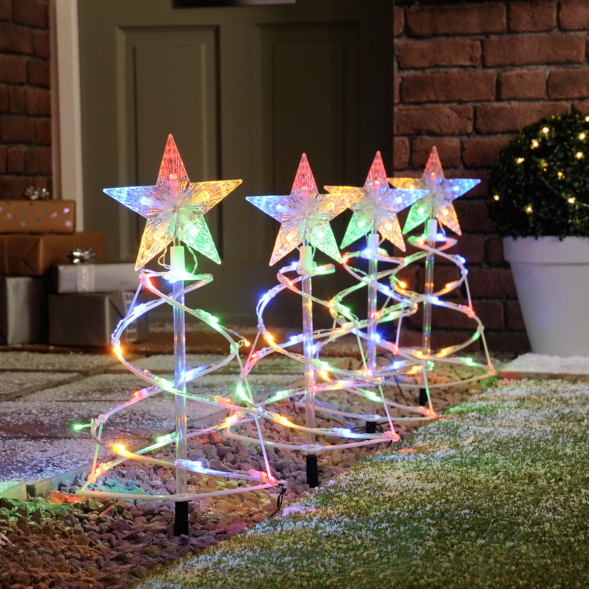 4 Star Outdoor Christmas Tree Stake Lights 45cm