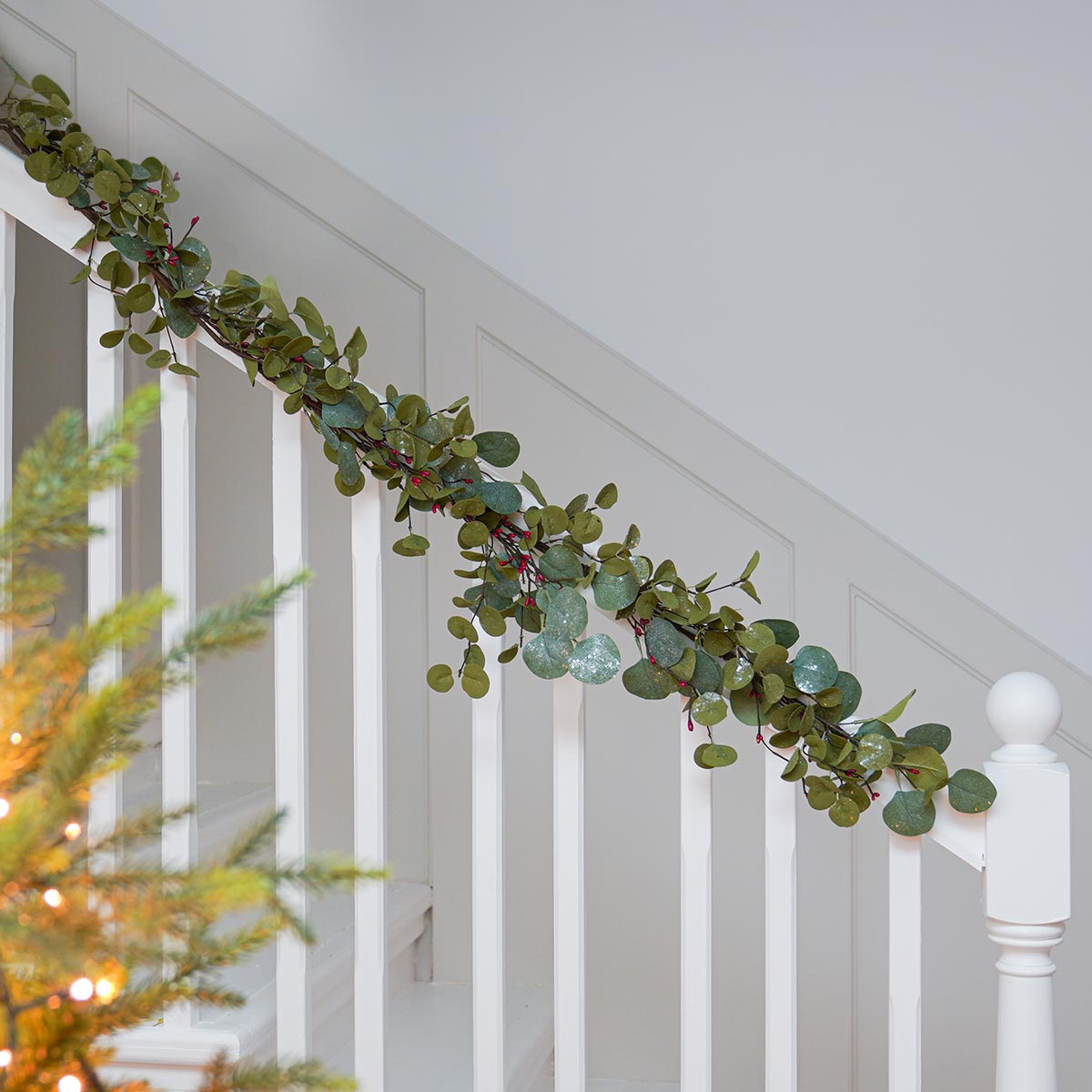 1.5m Eucalyptus Christmas Garland with Red Berries