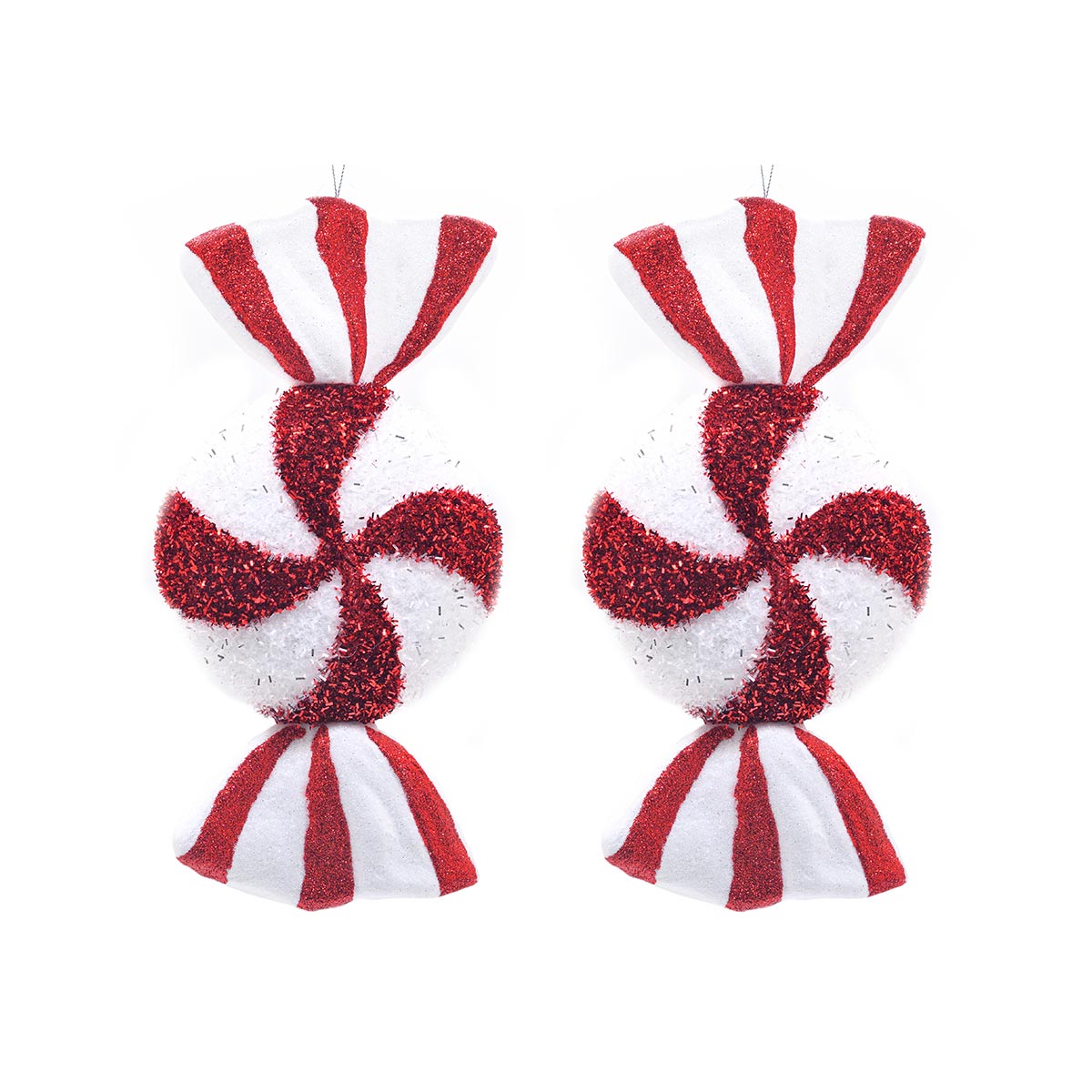 28cm Red and White Candy Stripe Sweet Christmas Tree Decoration, 2 Pack