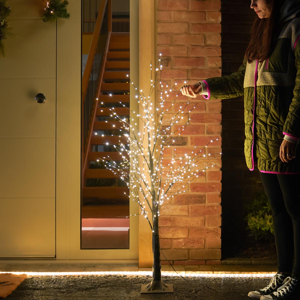 Festive Black Microdot Tree with Warm White LEDs