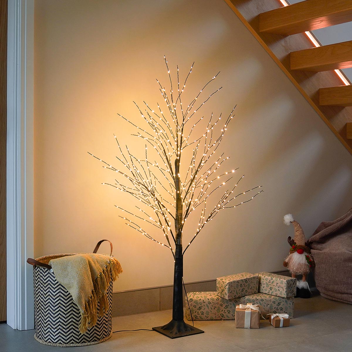 Festive Black Microdot Tree with Warm White LEDs