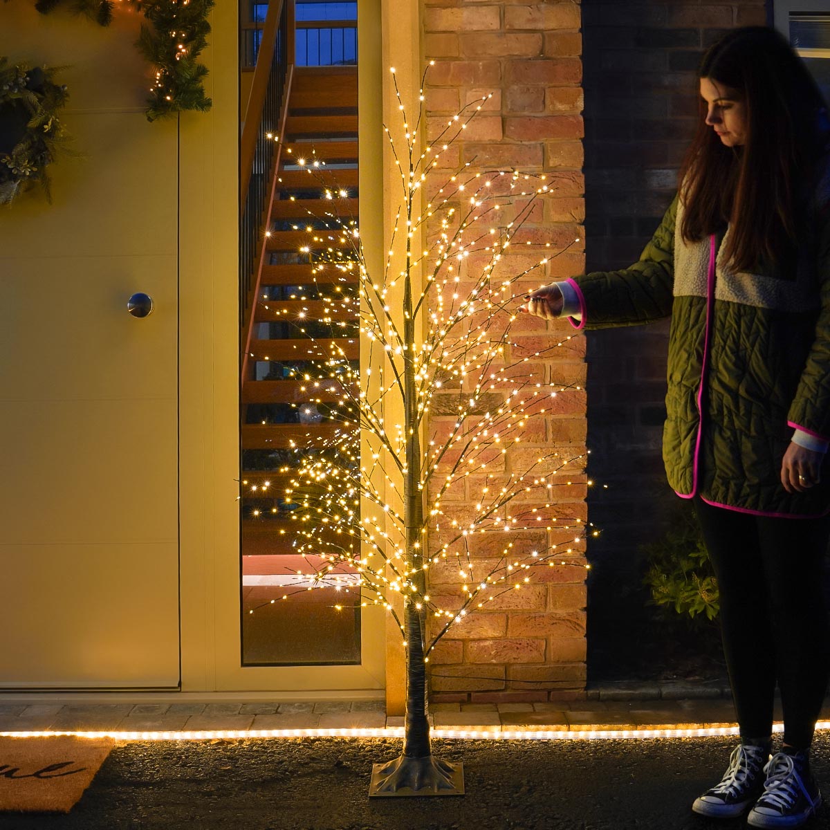 Festive Black Microdot Tree with Warm White LEDs