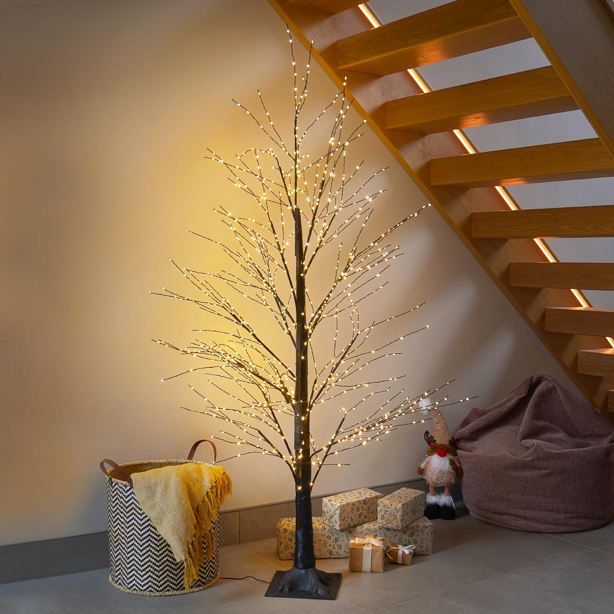 Festive Black Microdot Tree with Warm White LEDs