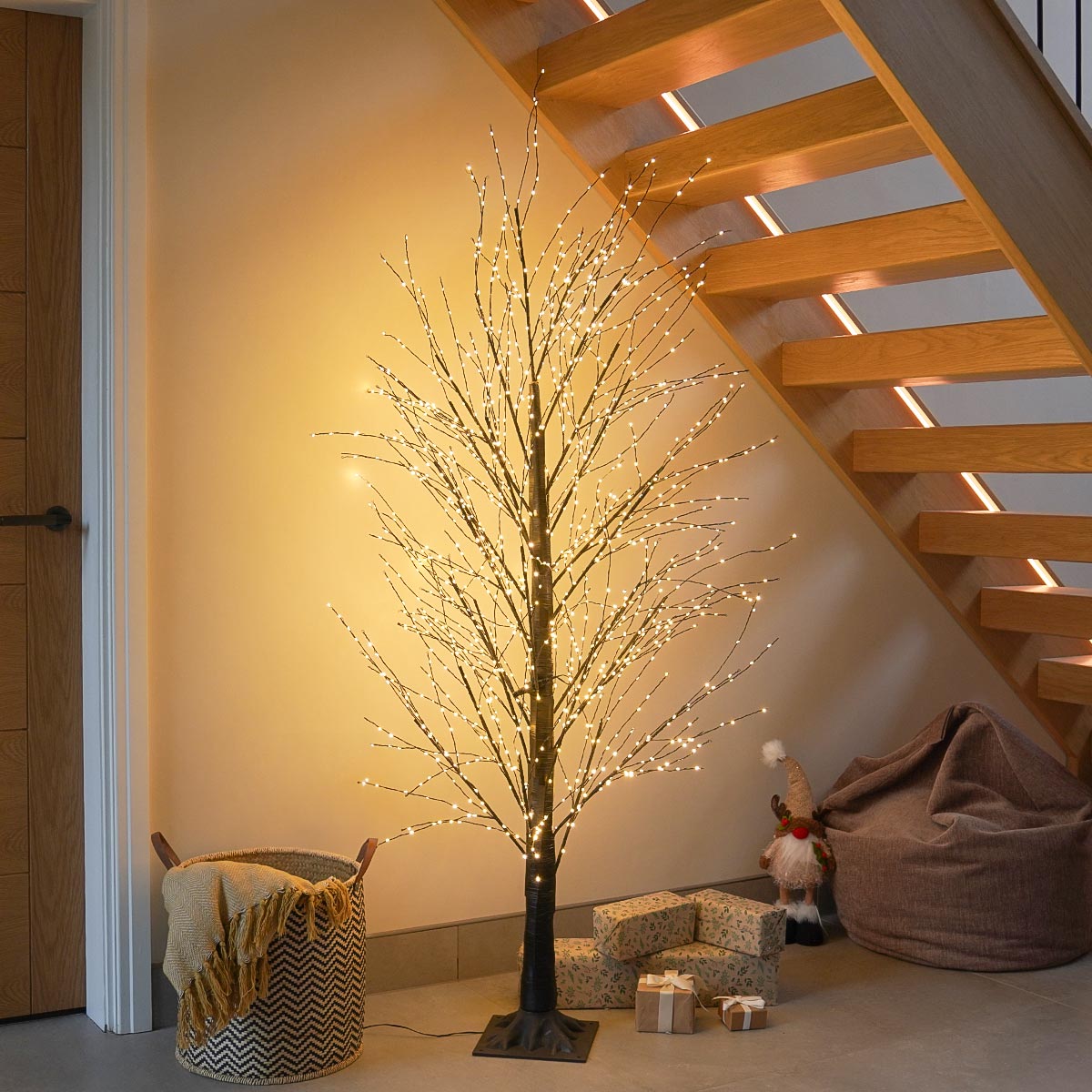 Festive Black Microdot Tree with Warm White LEDs