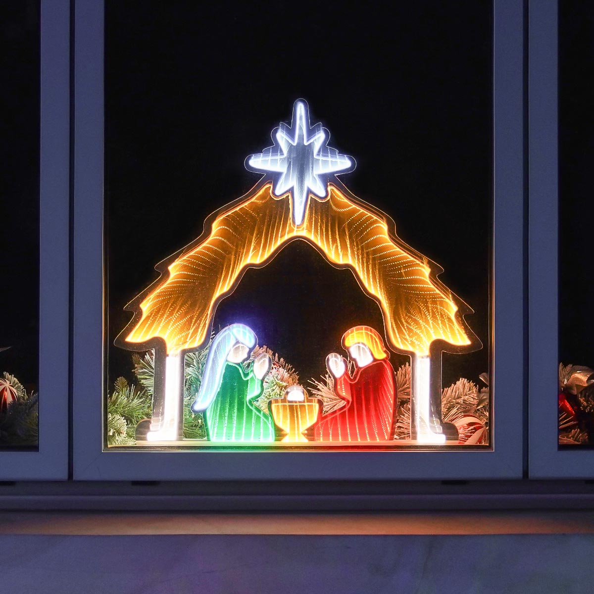 65cm Infinity Christmas Light Nativity Scene