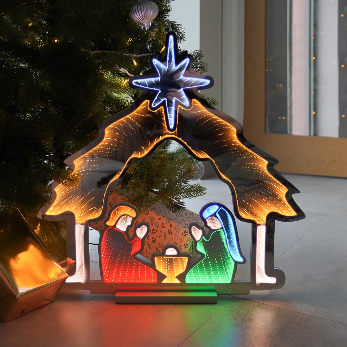 65cm Infinity Christmas Light Nativity Scene