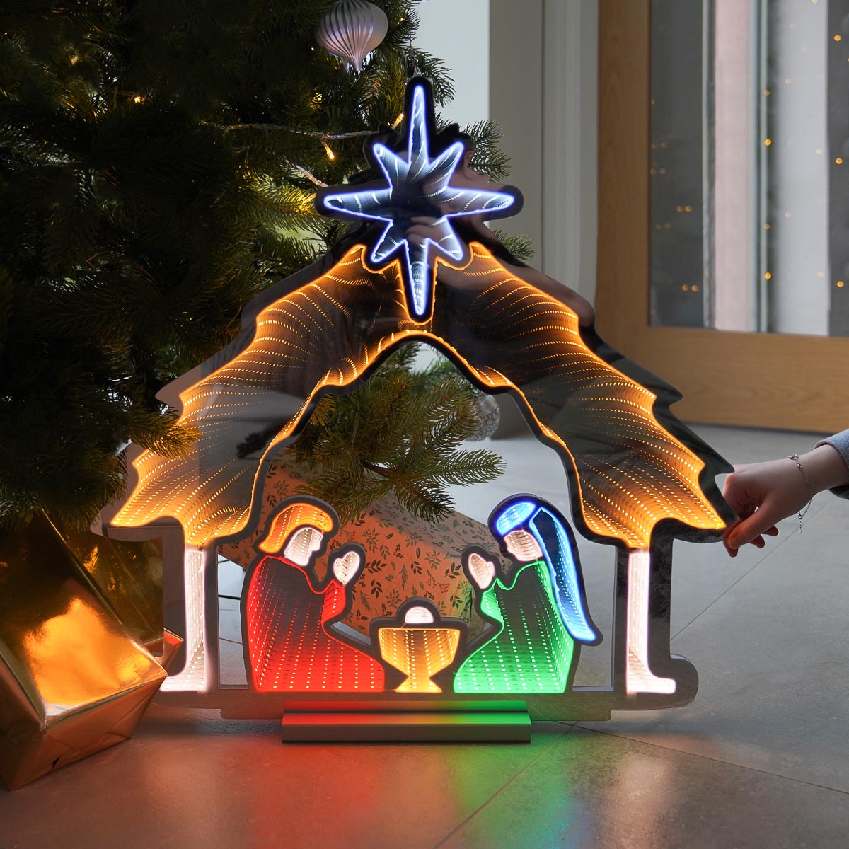 65cm Infinity Christmas Light Nativity Scene