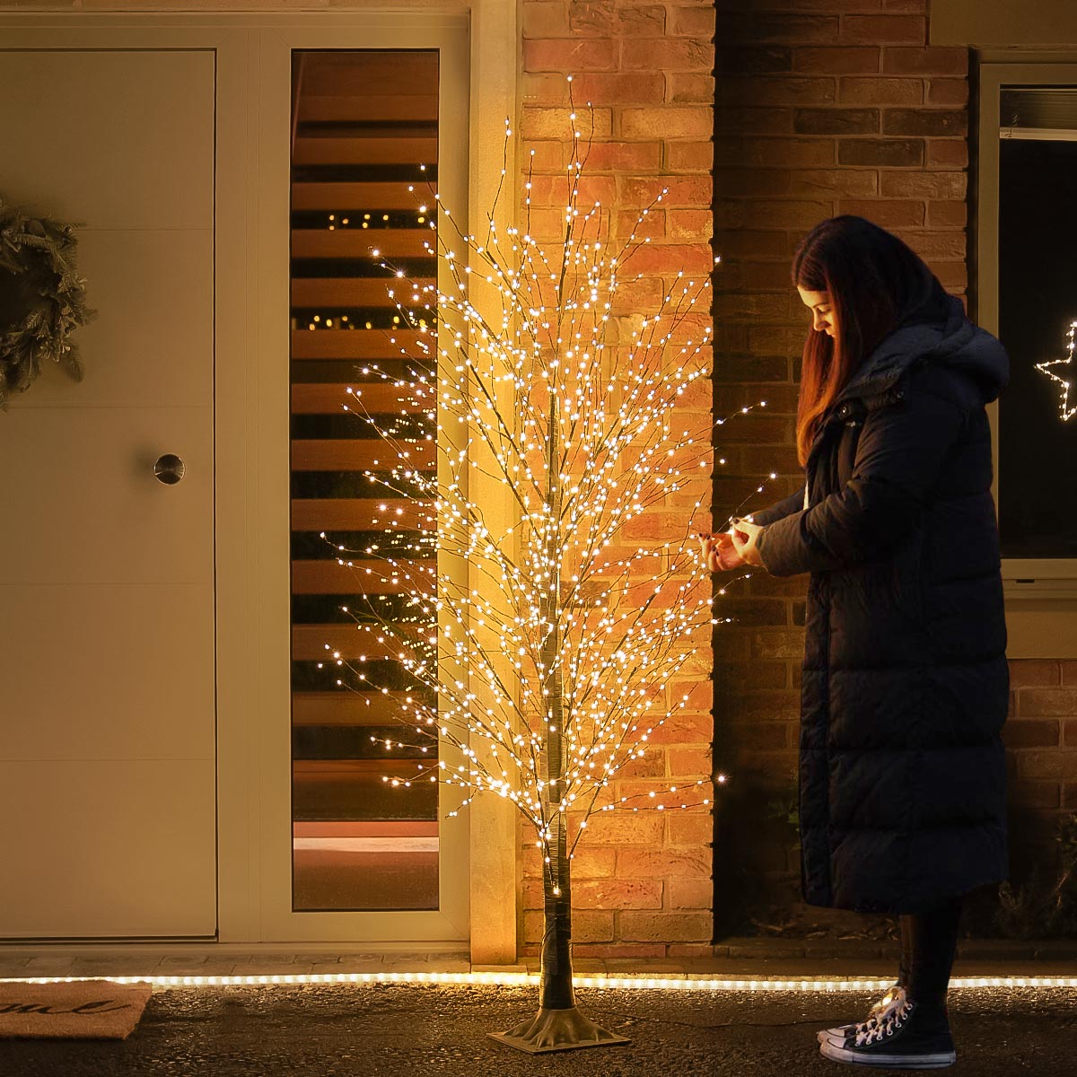 Festive Black Microdot Tree with Warm White LEDs