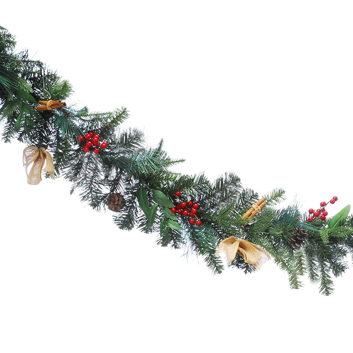 1.8m Red Berry and Hessian Christmas Garland