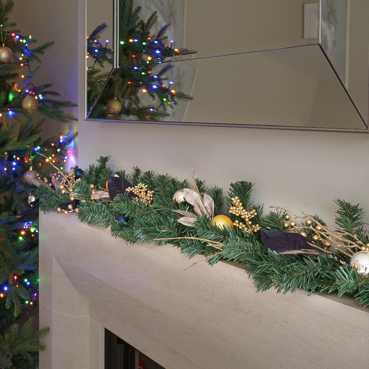 1.8m Royal Blue and Gold Berry Decoration Christmas Garland