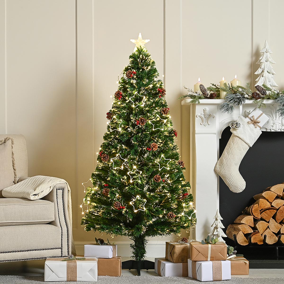 Fibre Optic Dewdrop Star Christmas Tree