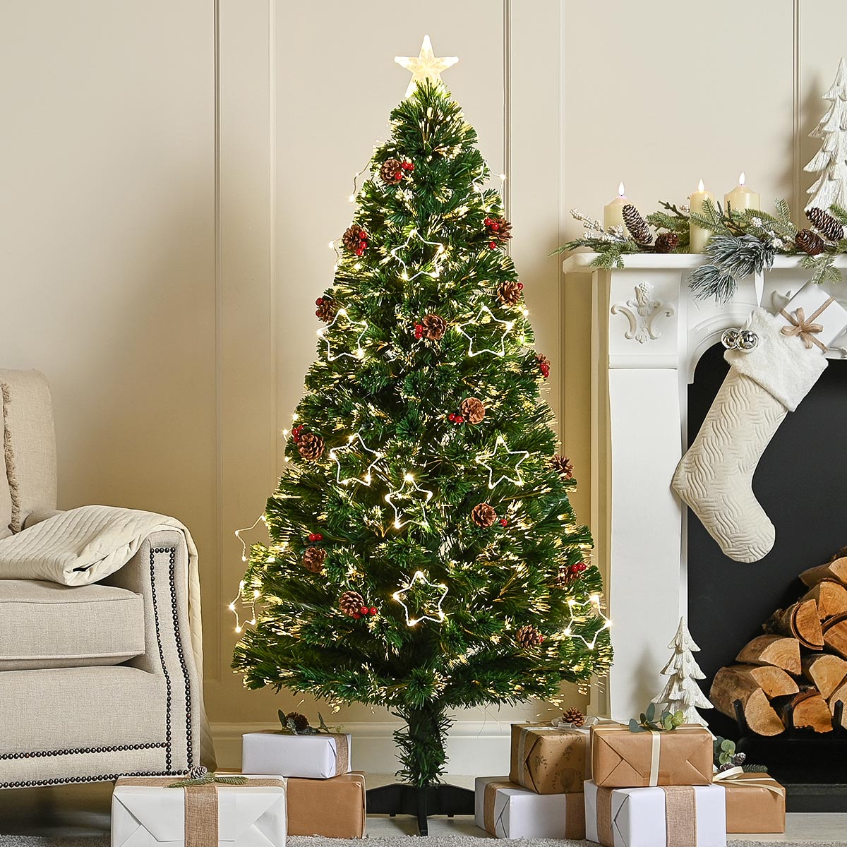 Fibre Optic Dewdrop Star Christmas Tree