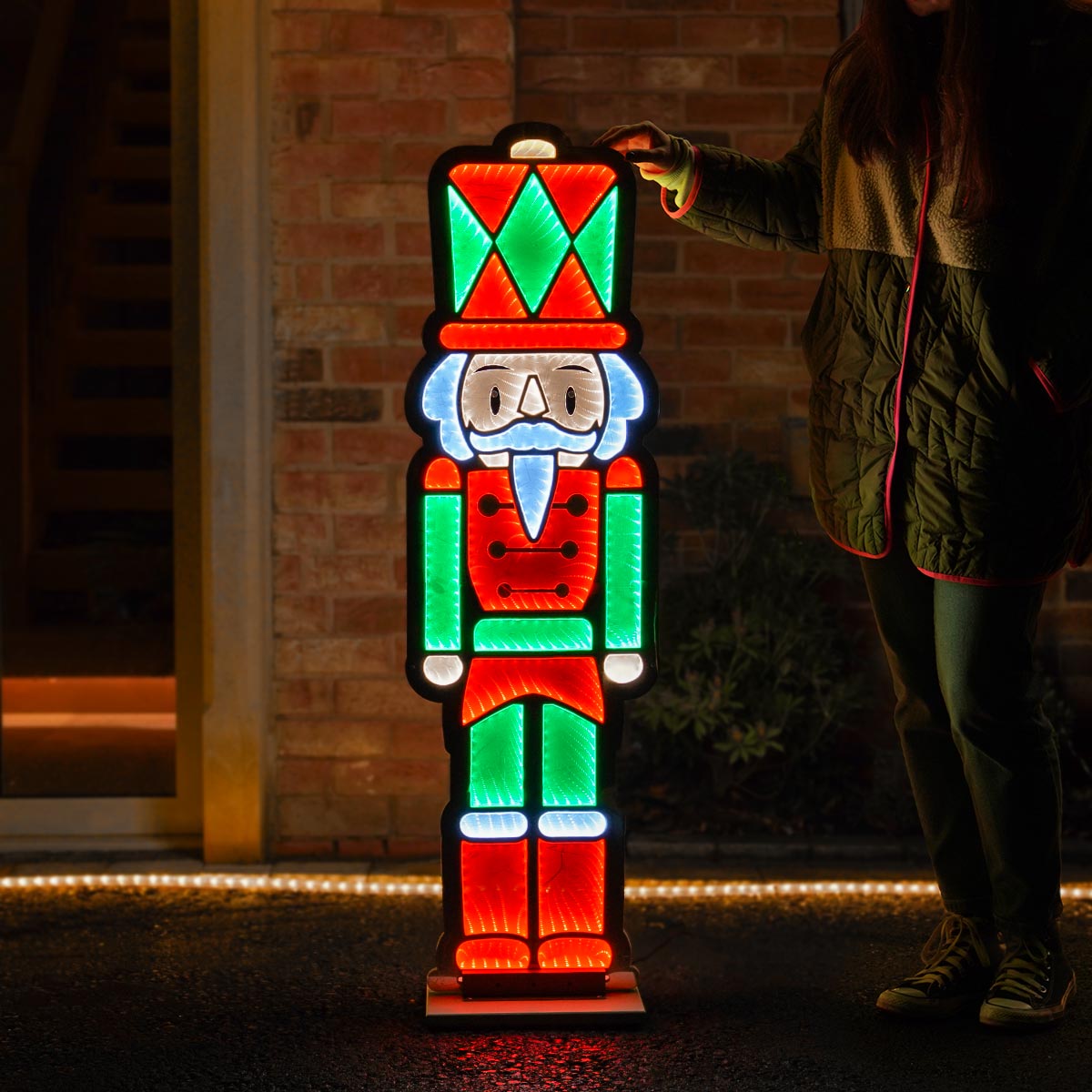 Outdoor Infinity Christmas Light Nutcracker