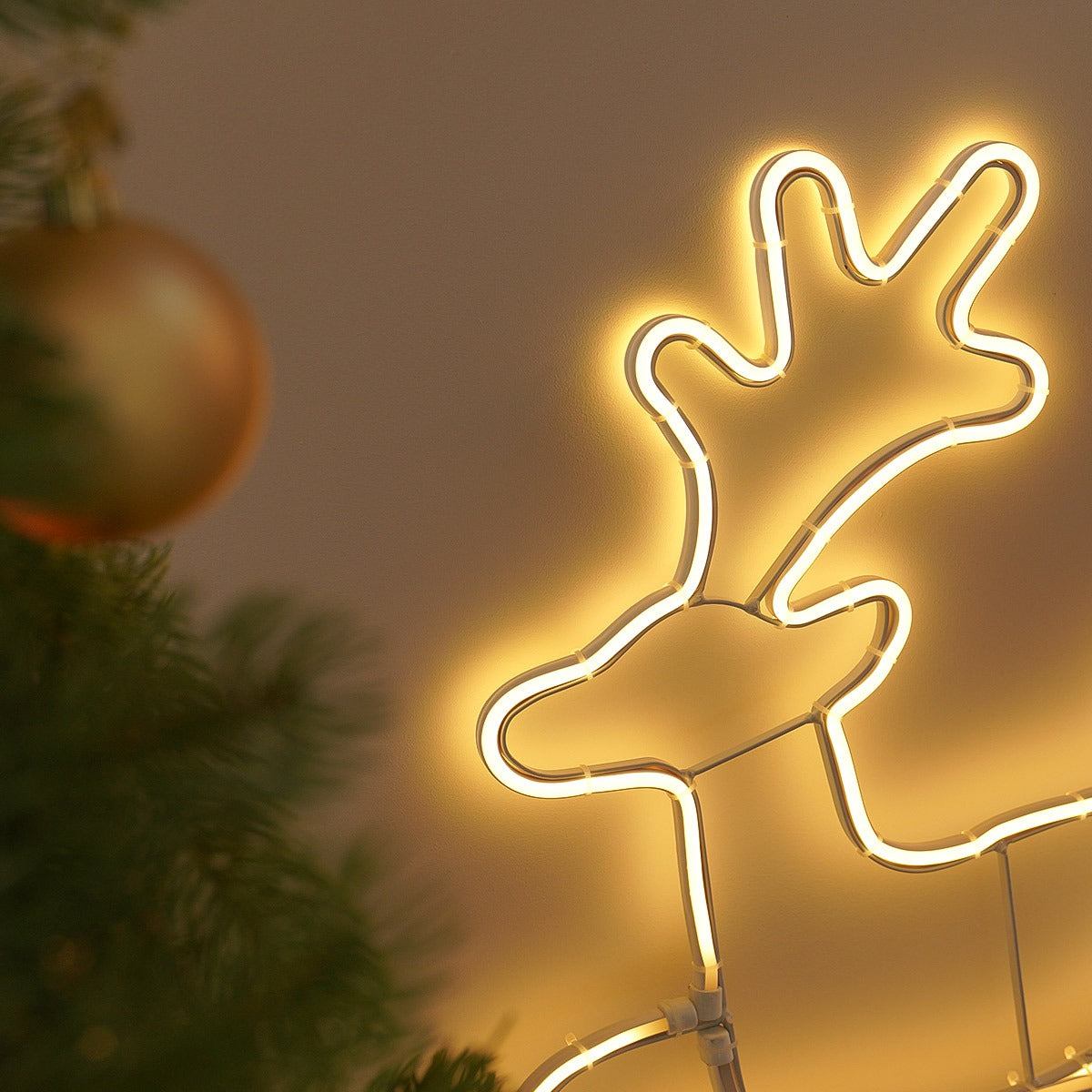 60cm Neon Flex Running Reindeer Silhouette