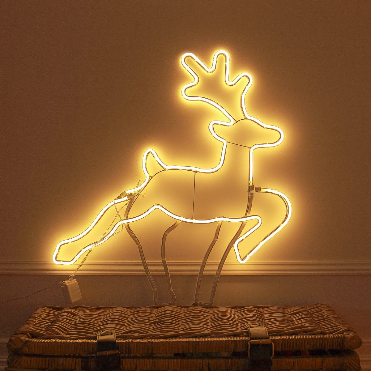 60cm Neon Flex Running Reindeer Silhouette
