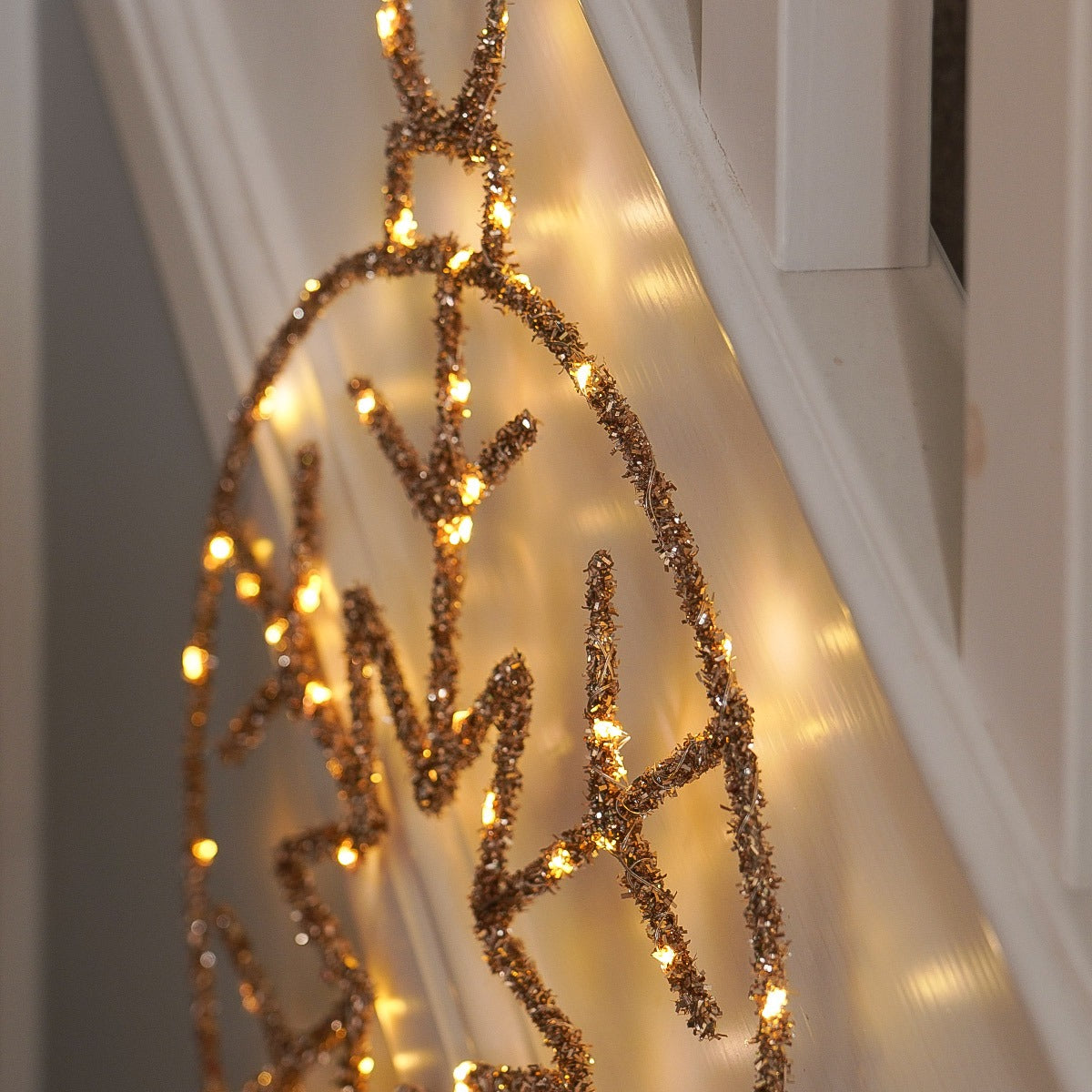 49cm Tinsel Battery Snowflake Christmas Light