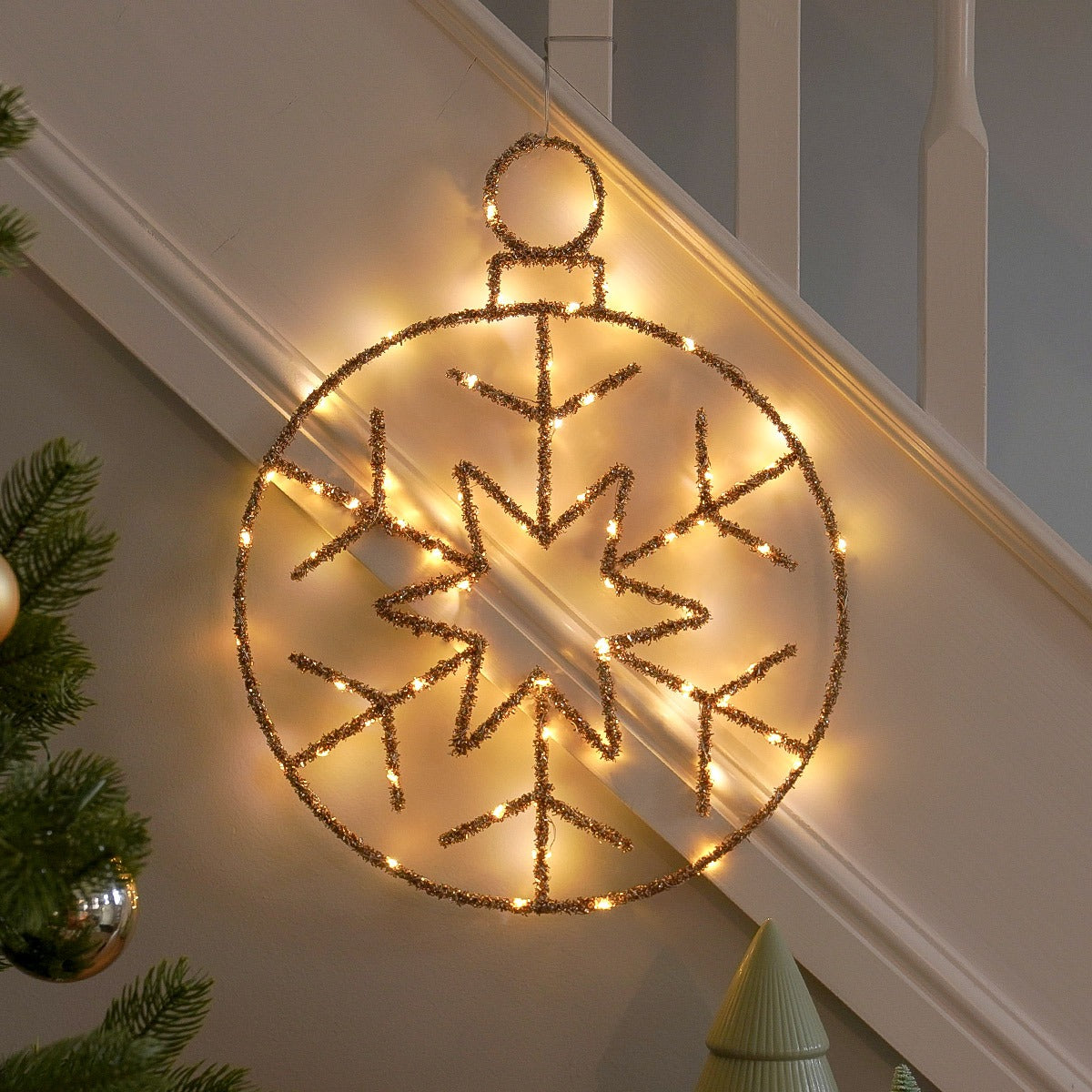 49cm Tinsel Battery Snowflake Christmas Light
