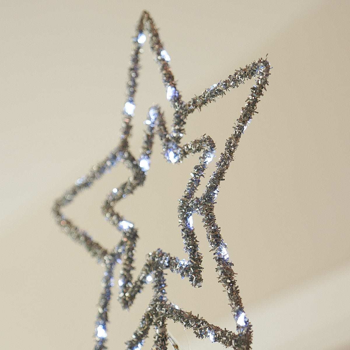 28cm Tinsel Battery Star Light Christmas Tree Topper