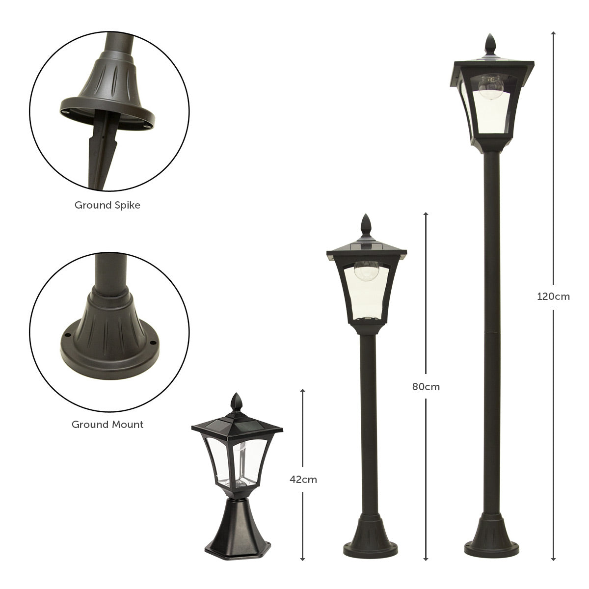 Solar Security Lamp Post, 1.2m