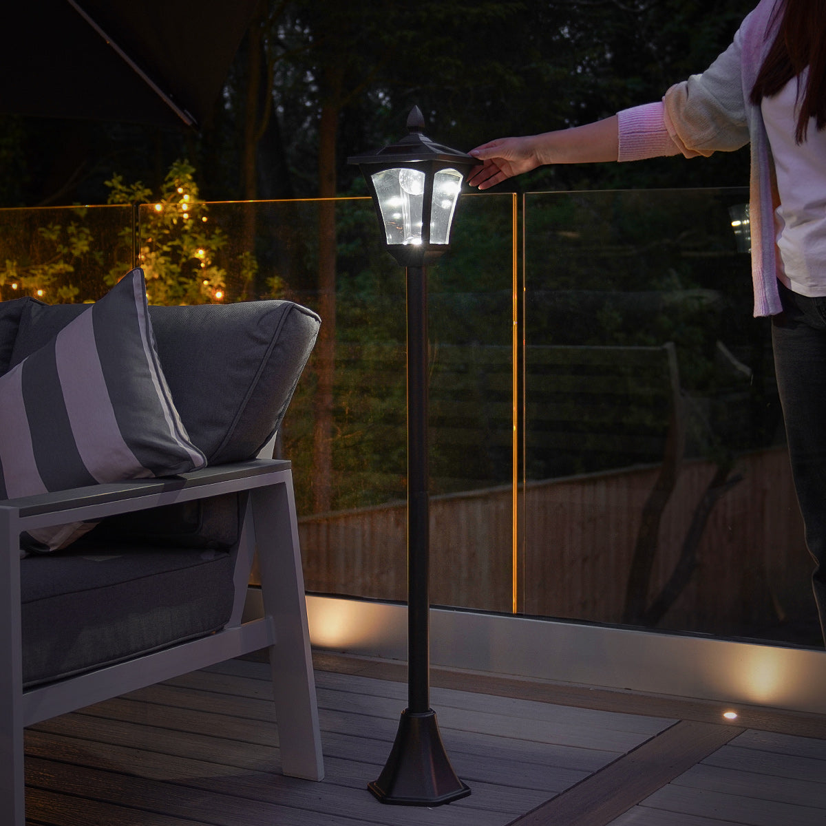 Solar Security Lamp Post, 1.2m