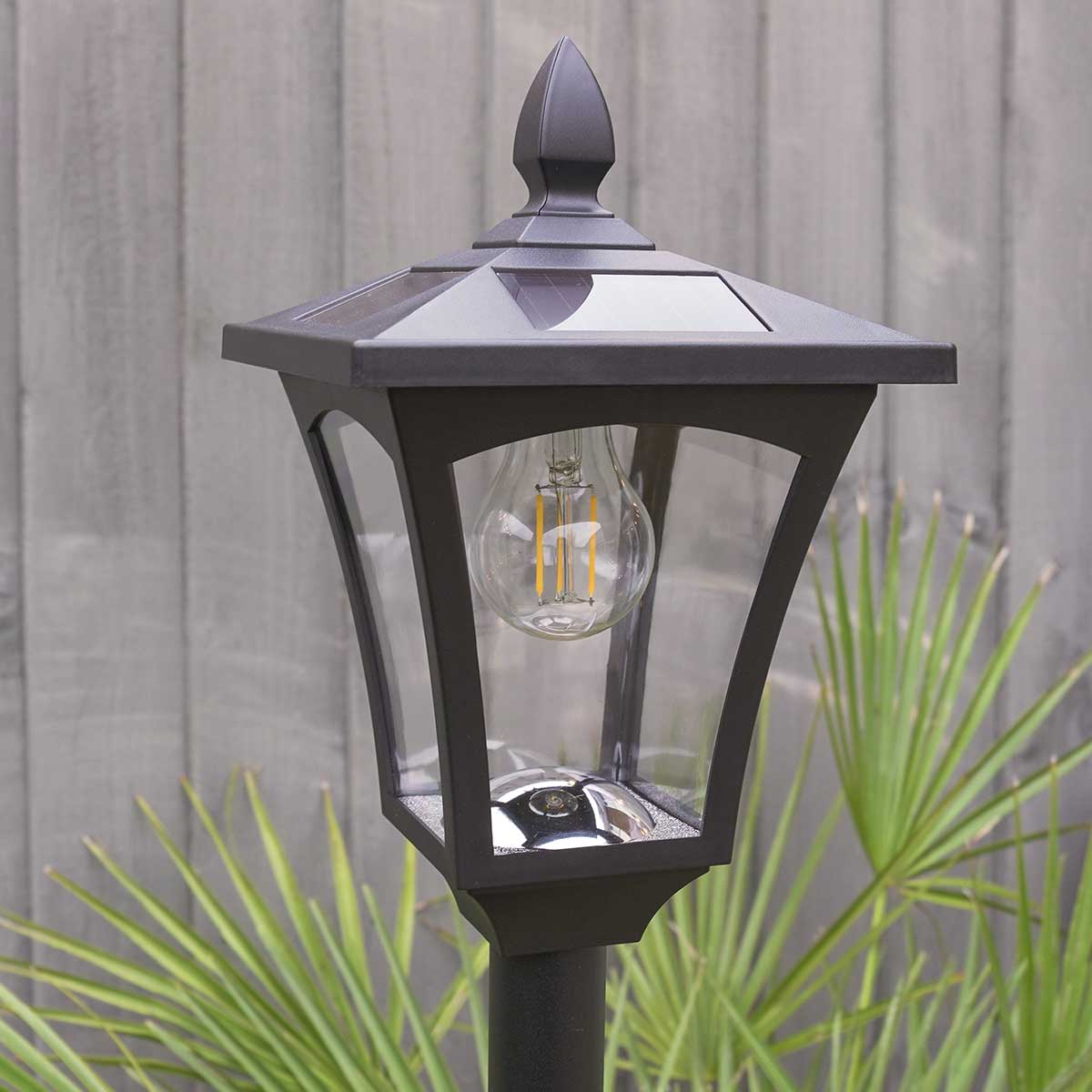 Solar Filament Effect LED Security Lamp Post, 1.2m, 2 Pack