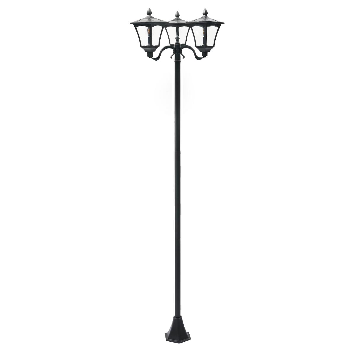 Triple Head Solar Lamp Post Filament Effect LEDs 2.1m