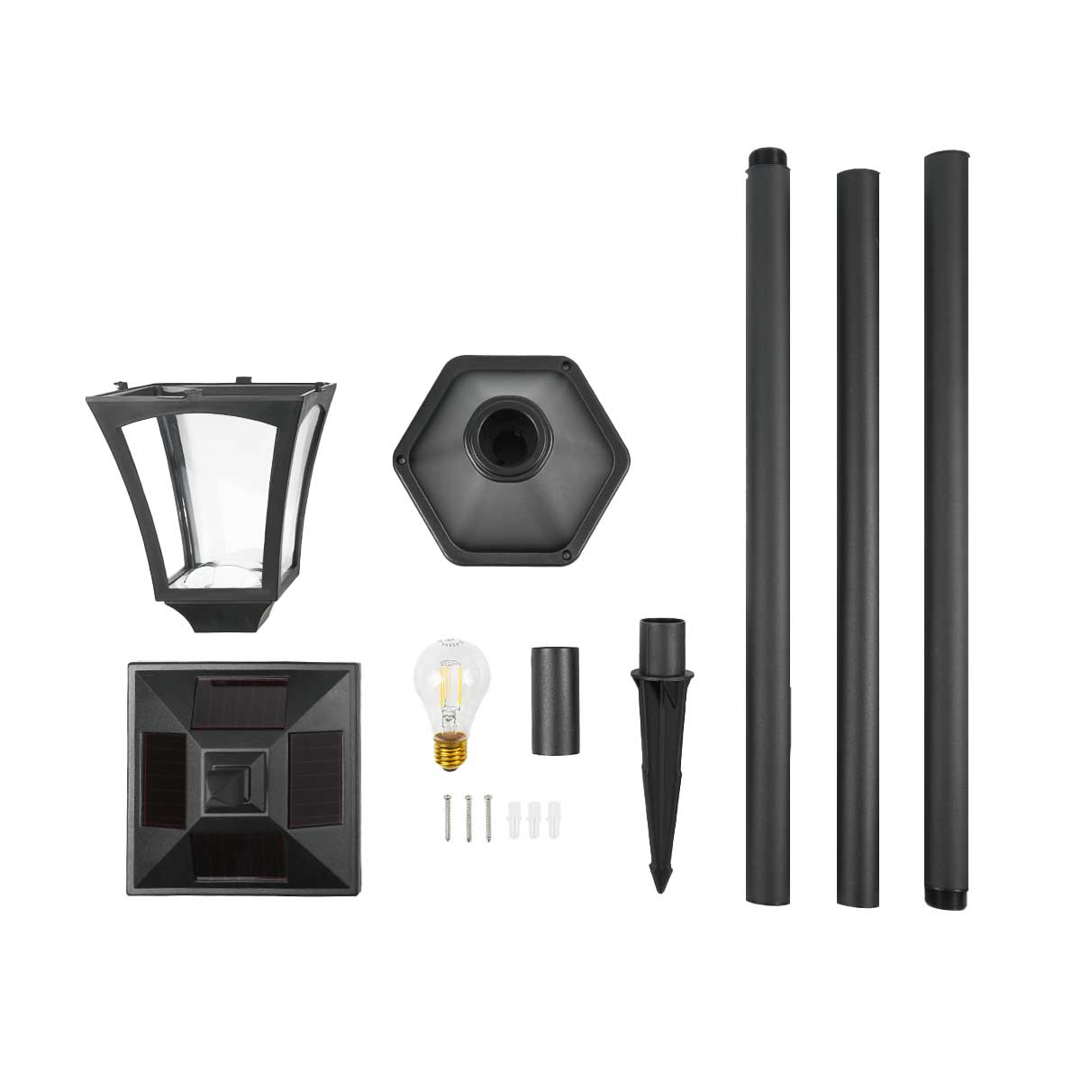 Solar Filament Effect LED Security Lamp Post, 2.1m