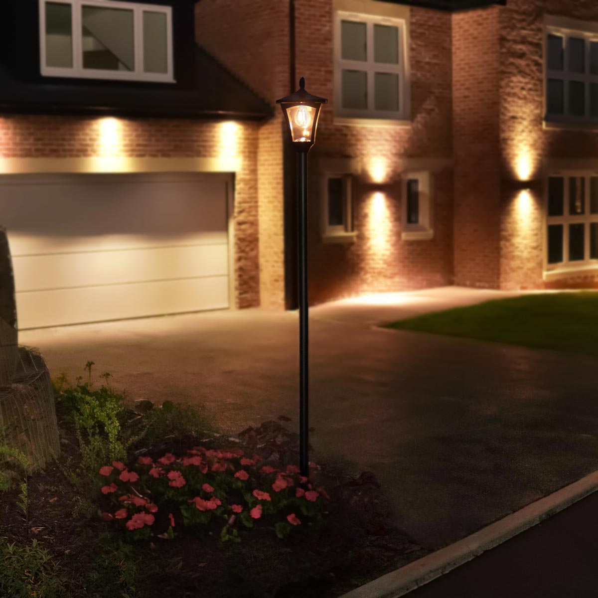 Solar Filament Effect LED Security Lamp Post, 2.1m