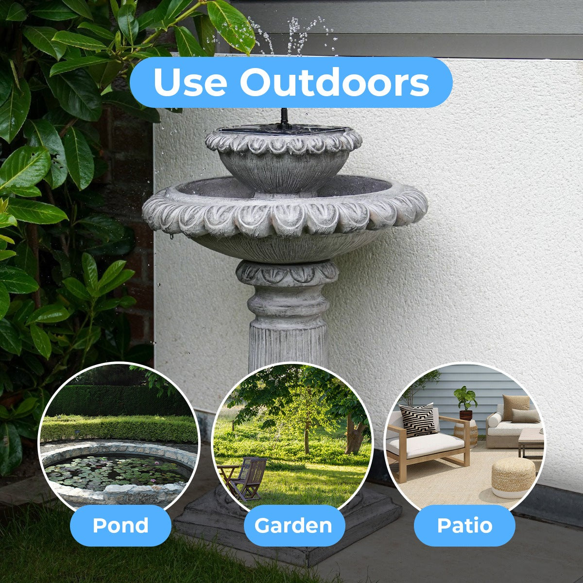 LED Solar Water Feature Victoriana Tiered 80cm