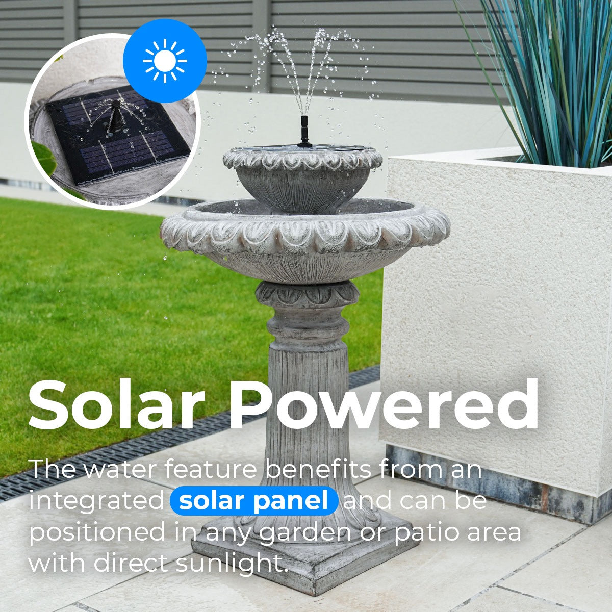 LED Solar Water Feature Victoriana Tiered 80cm