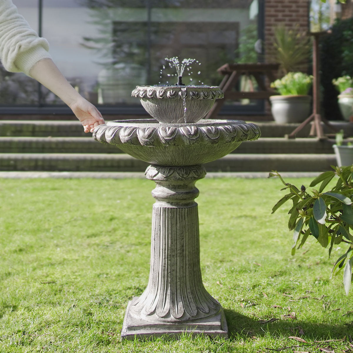 LED Solar Water Feature Victoriana Tiered 80cm
