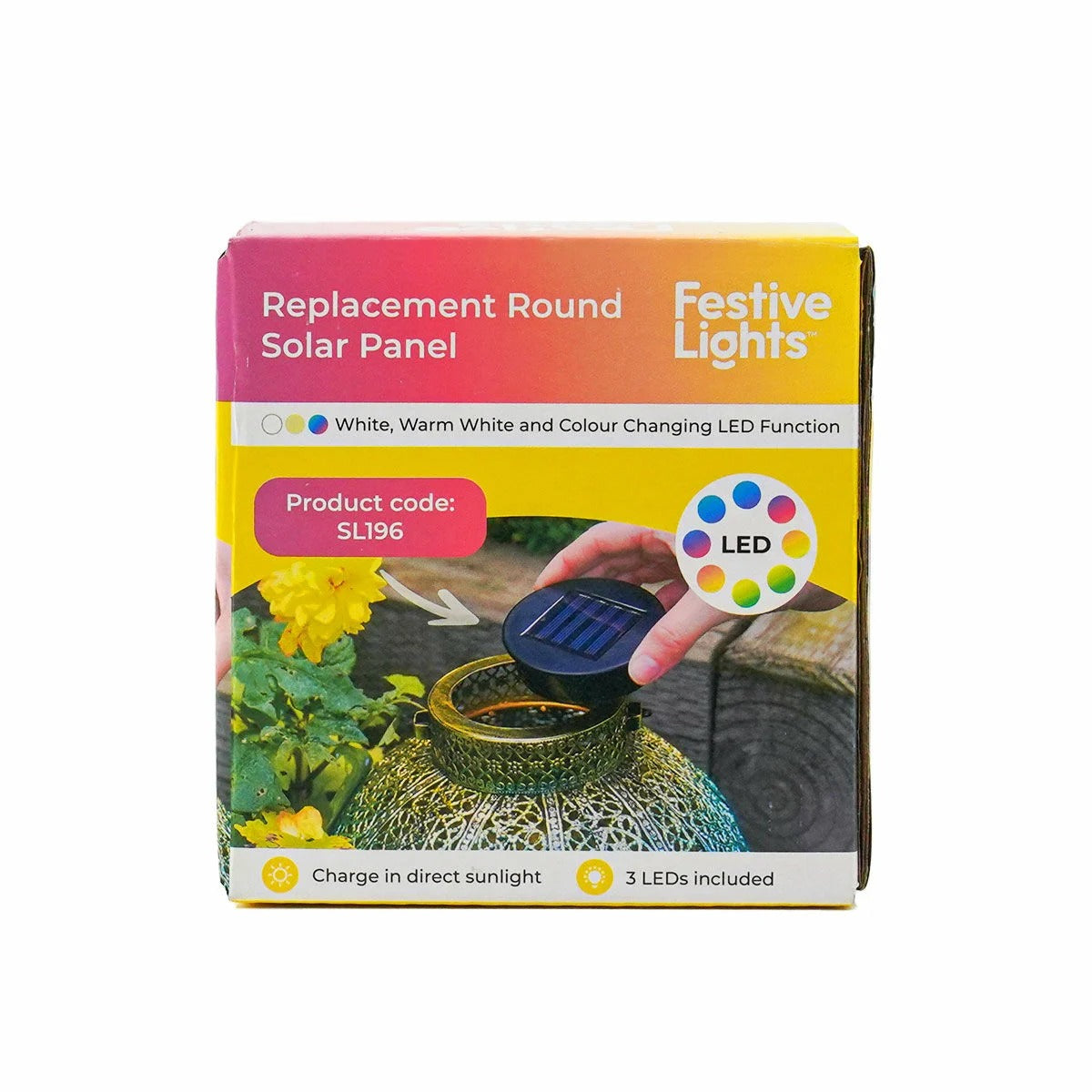 Replacement Round Solar Panel, White, Warm White and Colour Changing LEDs