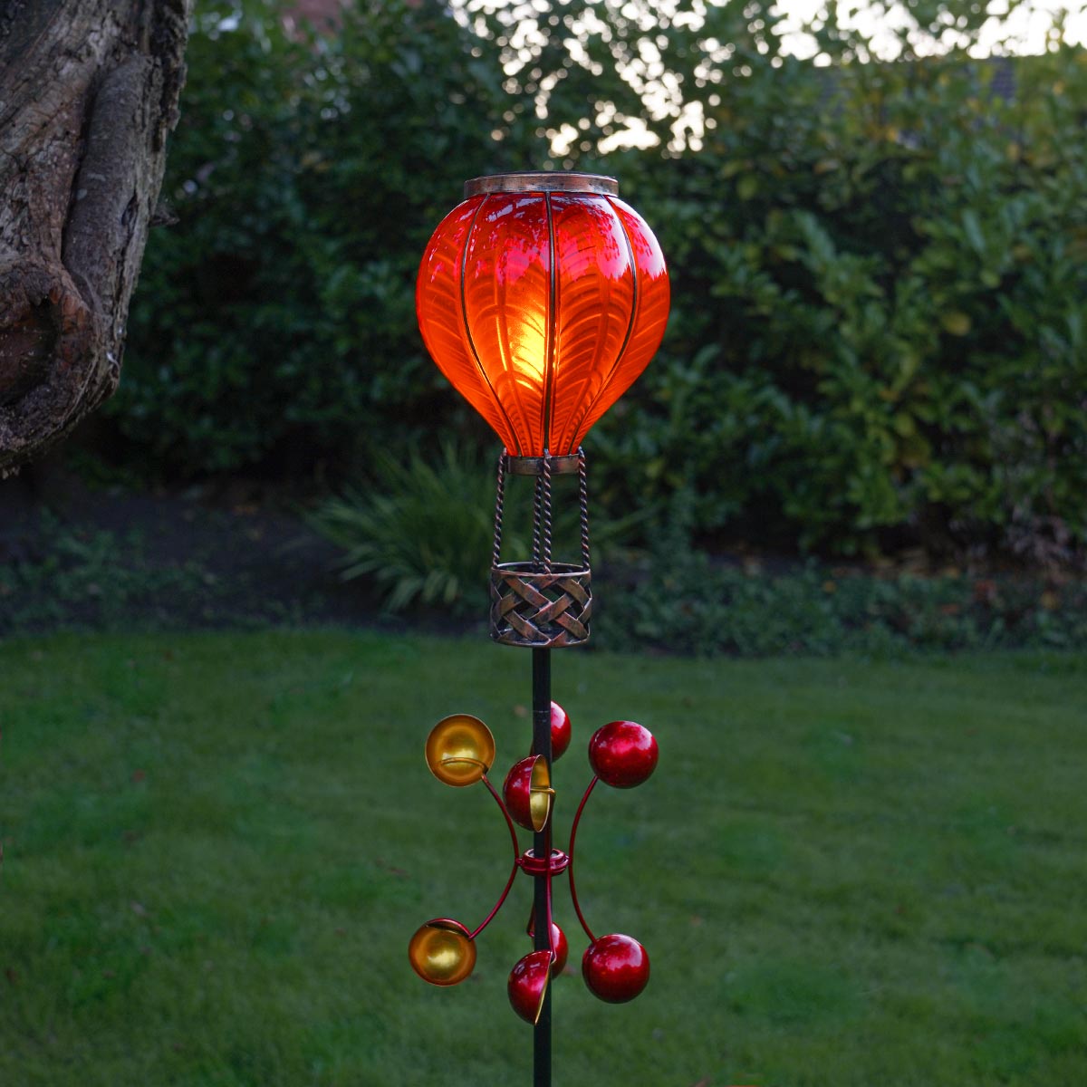 Solar Cool Flame Balloon Wind Spinner Stake Light and Lantern