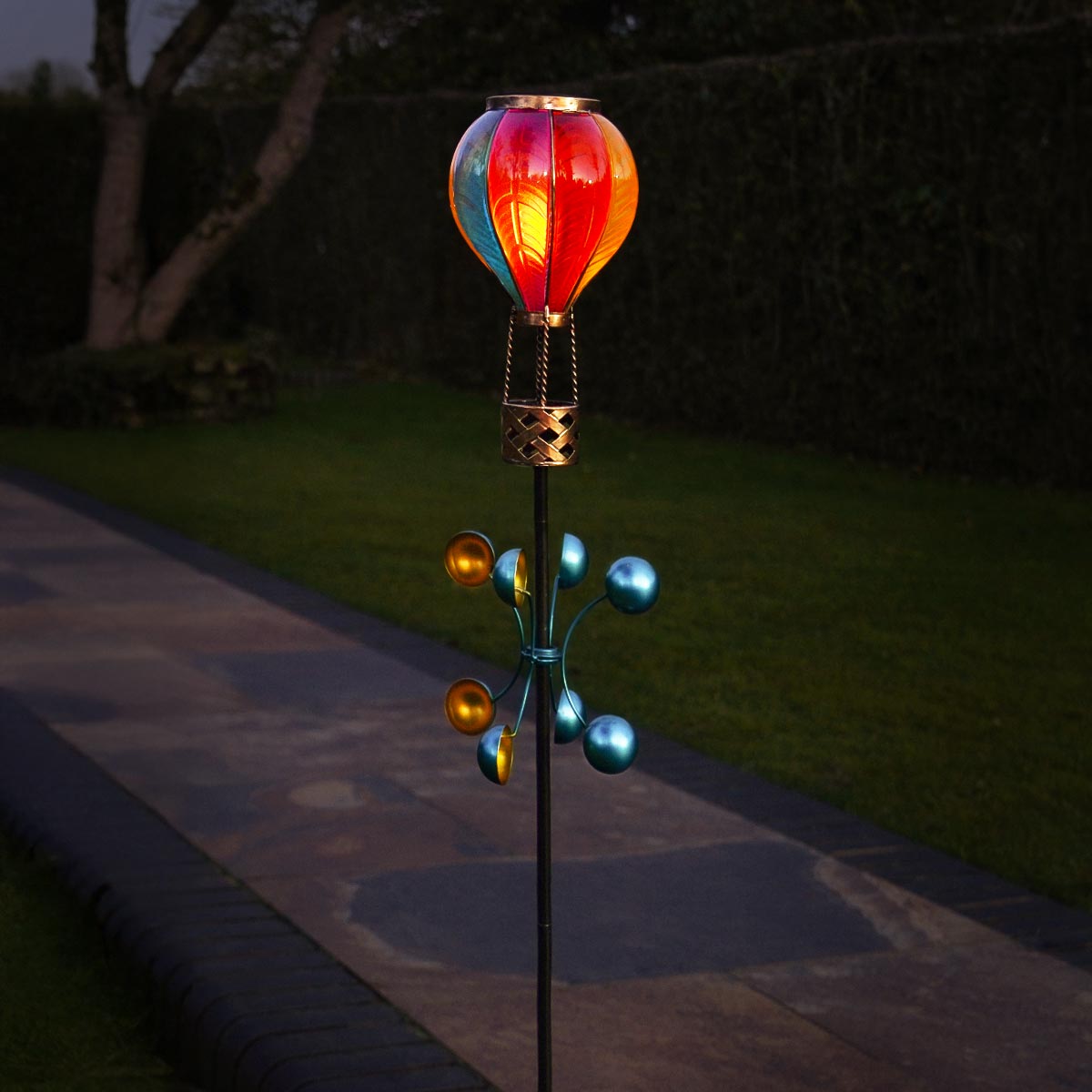 Solar Cool Flame Balloon Wind Spinner Stake Light