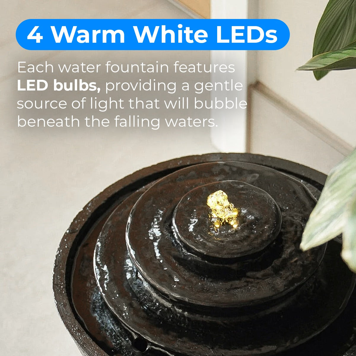 Plug-in & Solar Water Feature Black Cascading Bowl 30cm