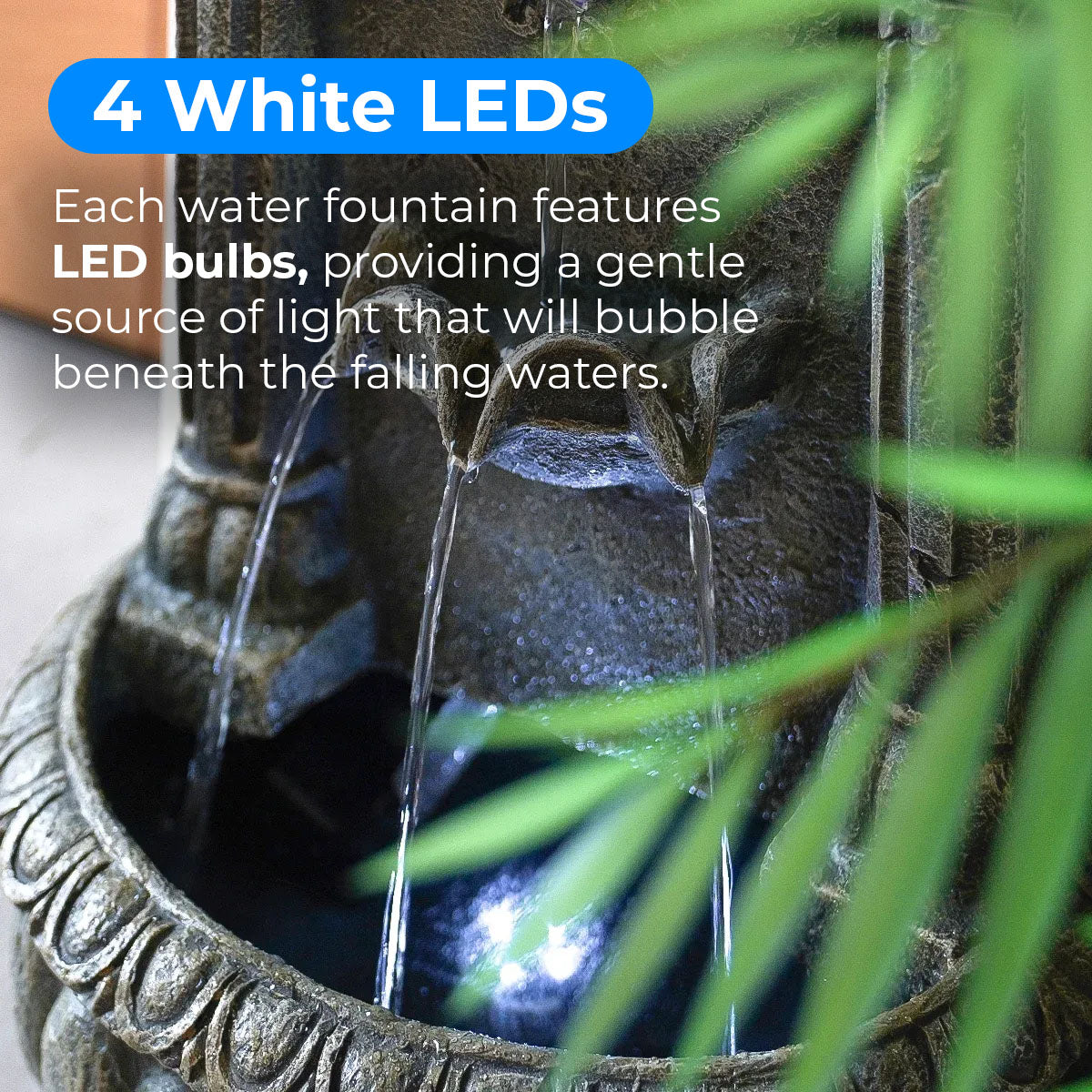 Plug-in & Solar Water Feature Lion 55cm