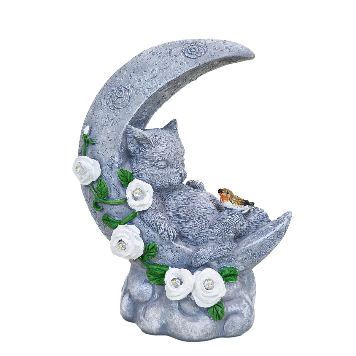 Cat Memorial Stone Effect Solar Light Half Moon