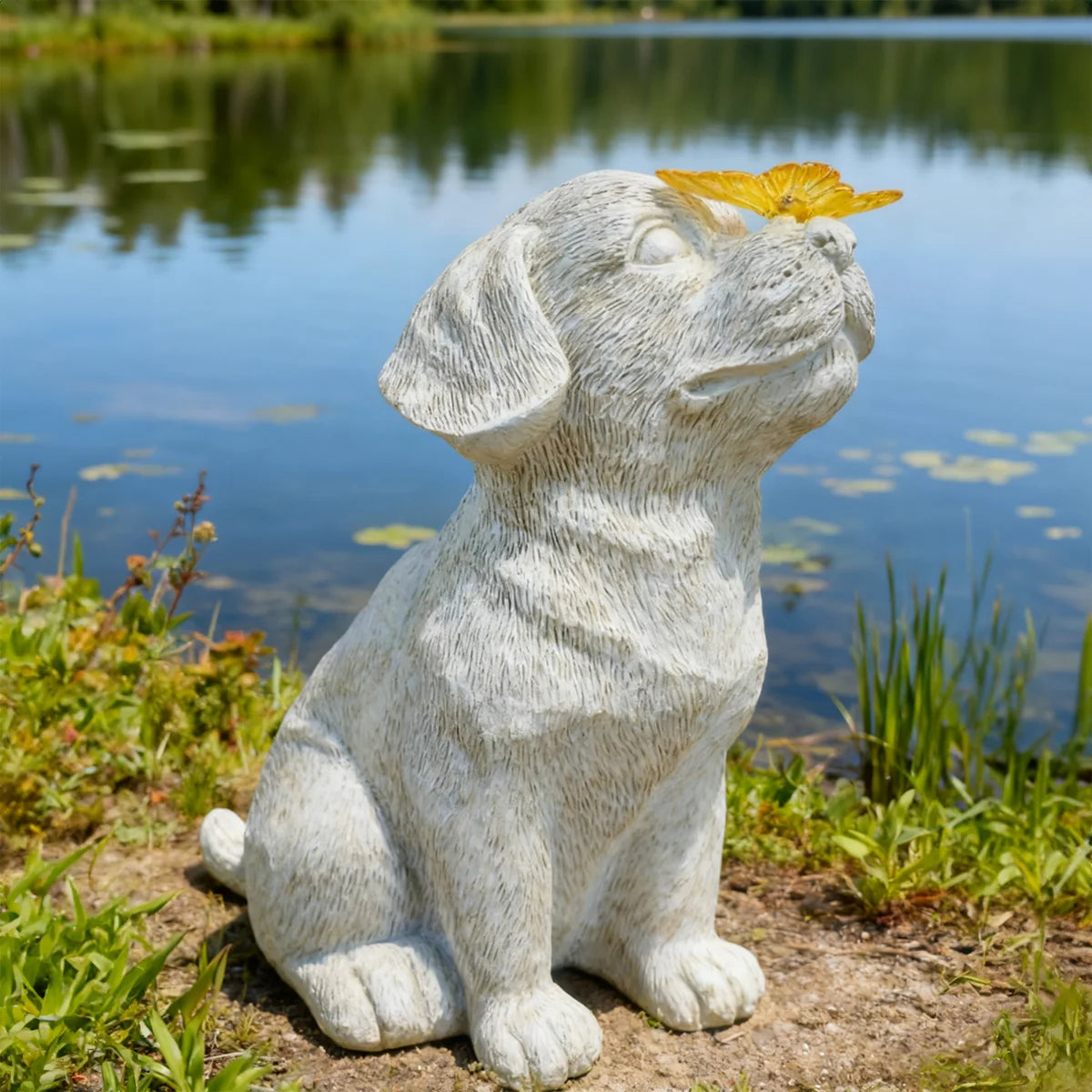 Pet Memorial Solar Light Dog with Butterfly