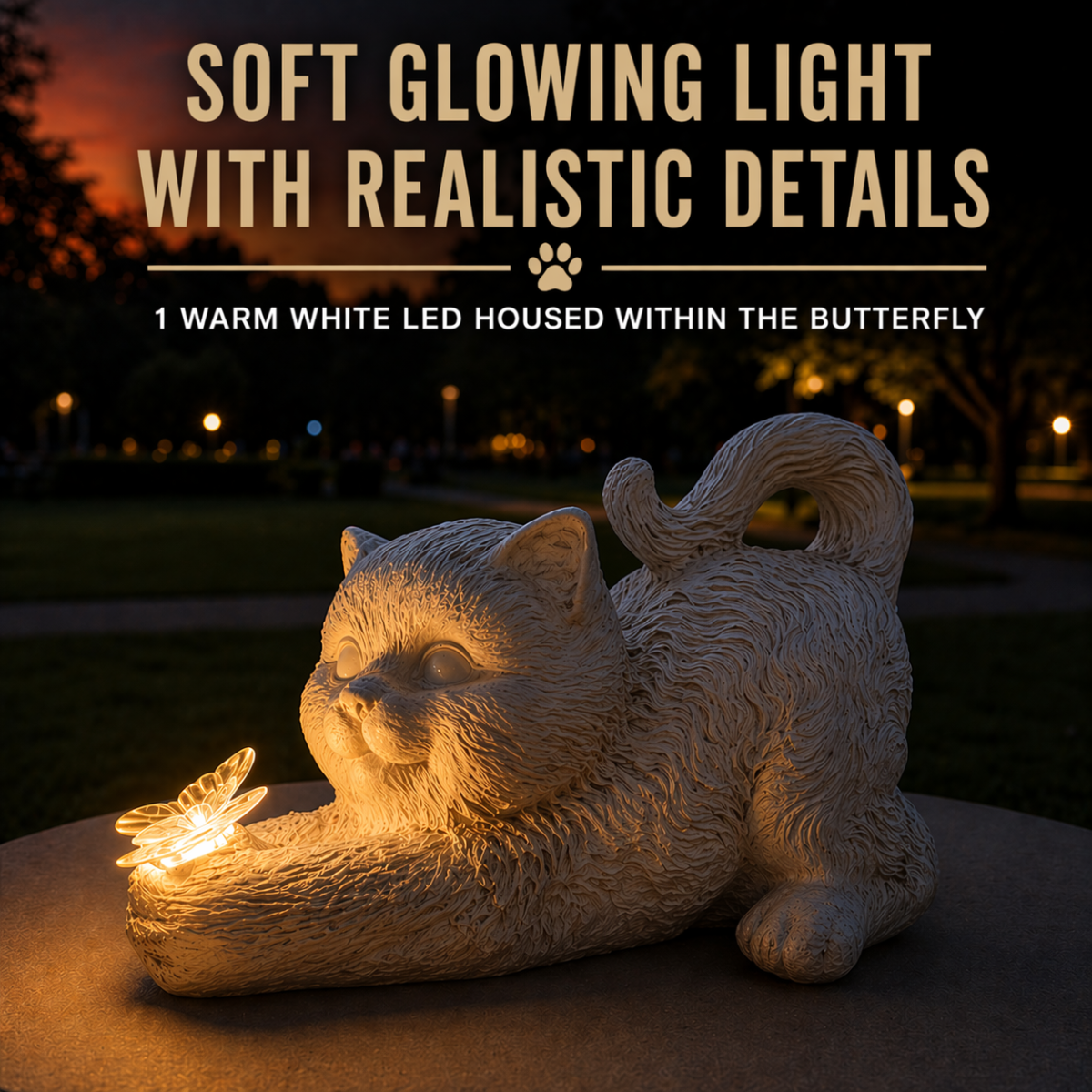 Pet Memorial Solar Light Cat with Butterfly