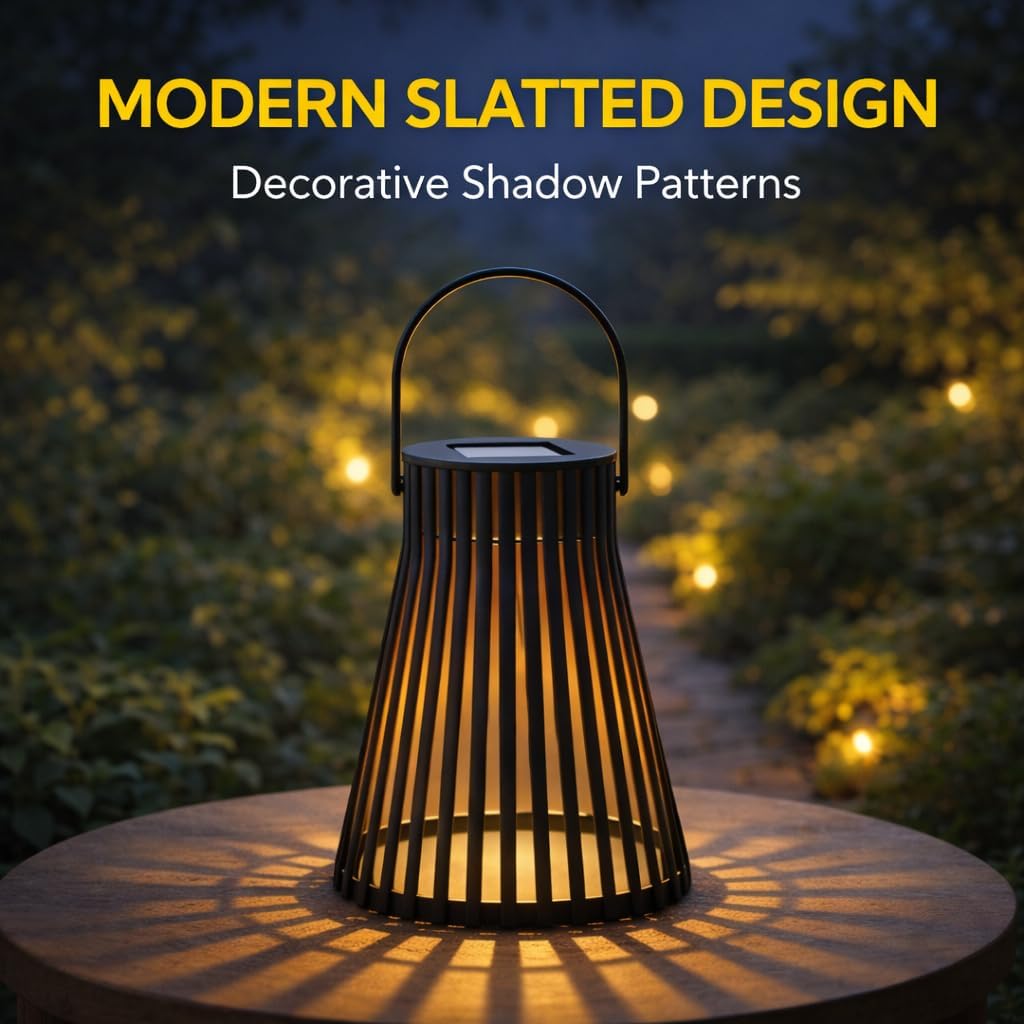 Slatted Solar Table Lantern 14cm