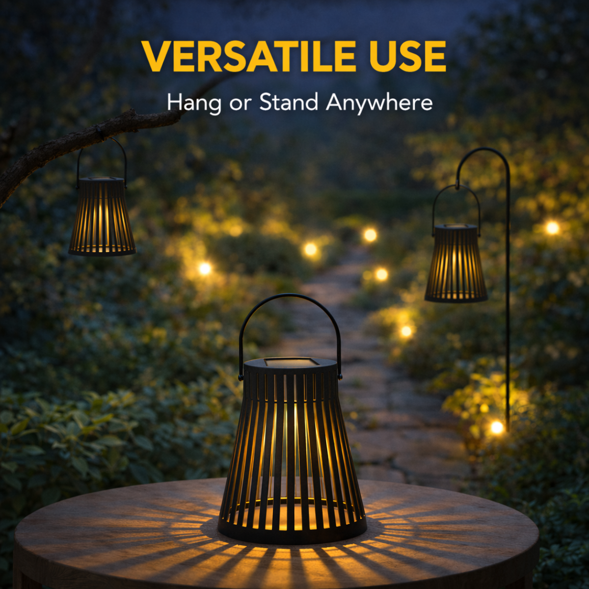 Slatted Solar Table Lantern 14cm
