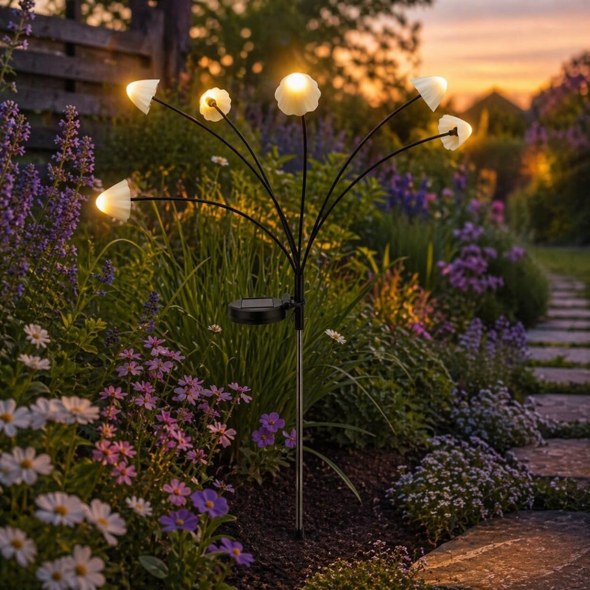 65cm Swaying Mushroom Solar Garden Stake Lights (2-Pack)