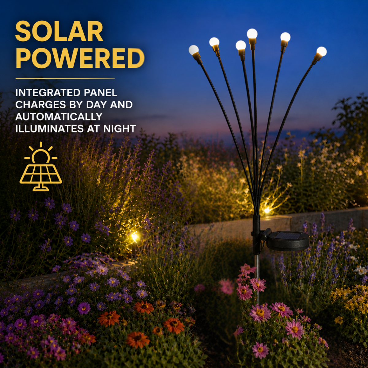 2-Pack Swaying Berries Solar Stake Lights - 65cm Warm White Outdoor Garden Lights