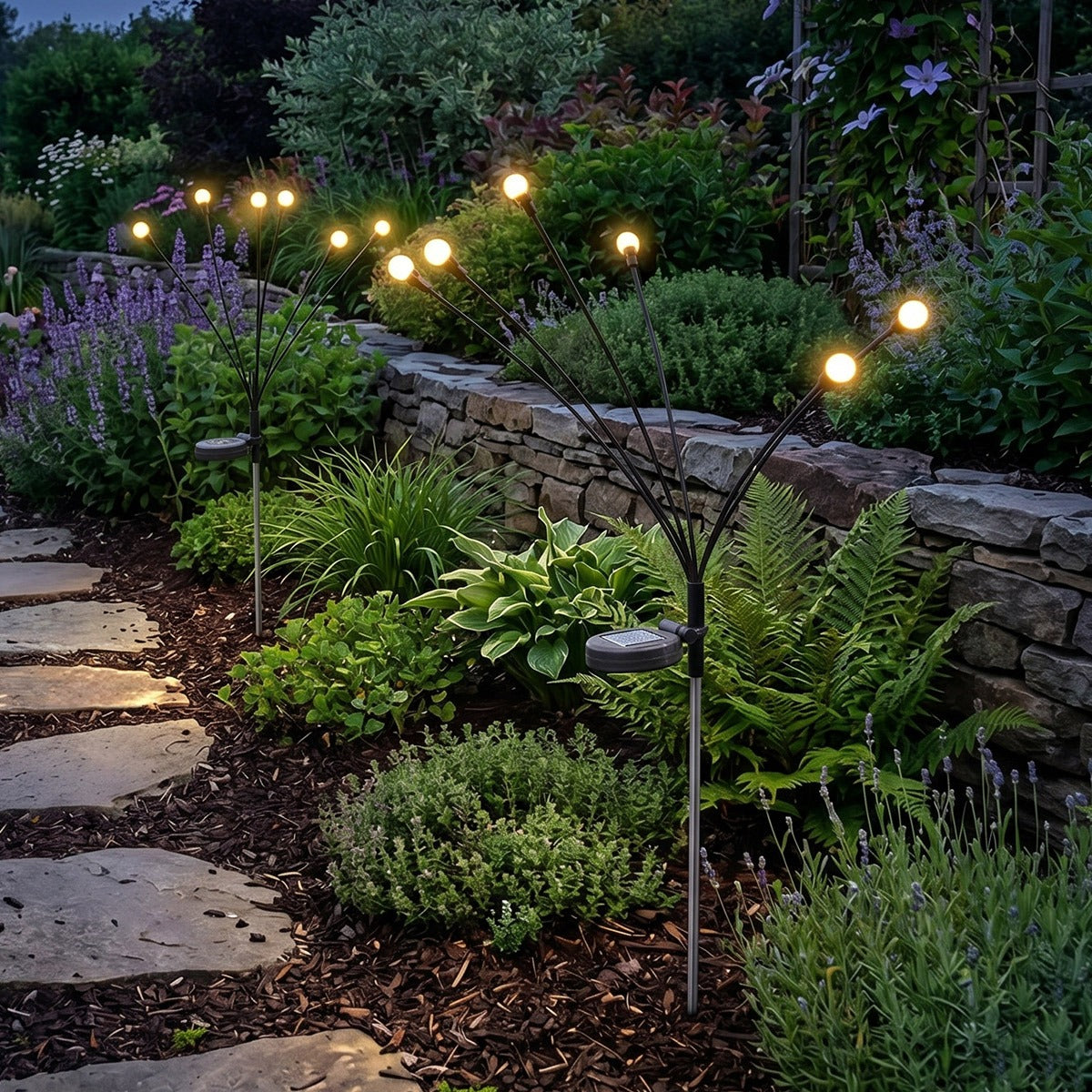 2-Pack Swaying Berries Solar Stake Lights - 65cm Warm White Outdoor Garden Lights