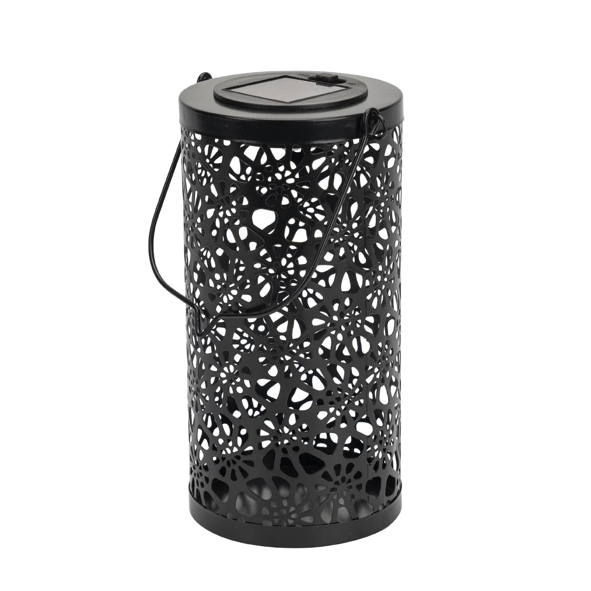 2 x Black Metal Moroccan Solar Lanterns 20cm