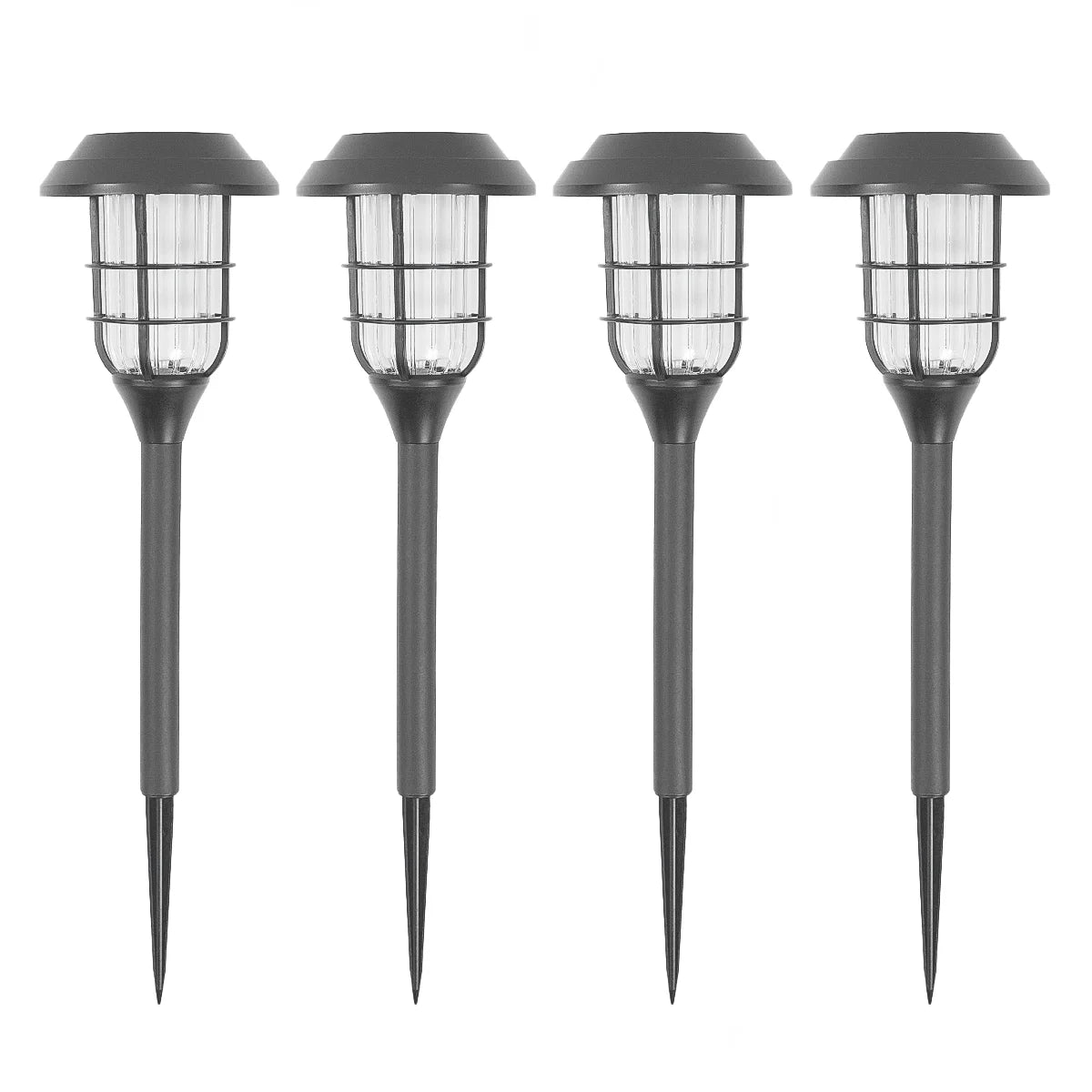 4 Garden Solar Stake Lights Dancing Flame 33cm