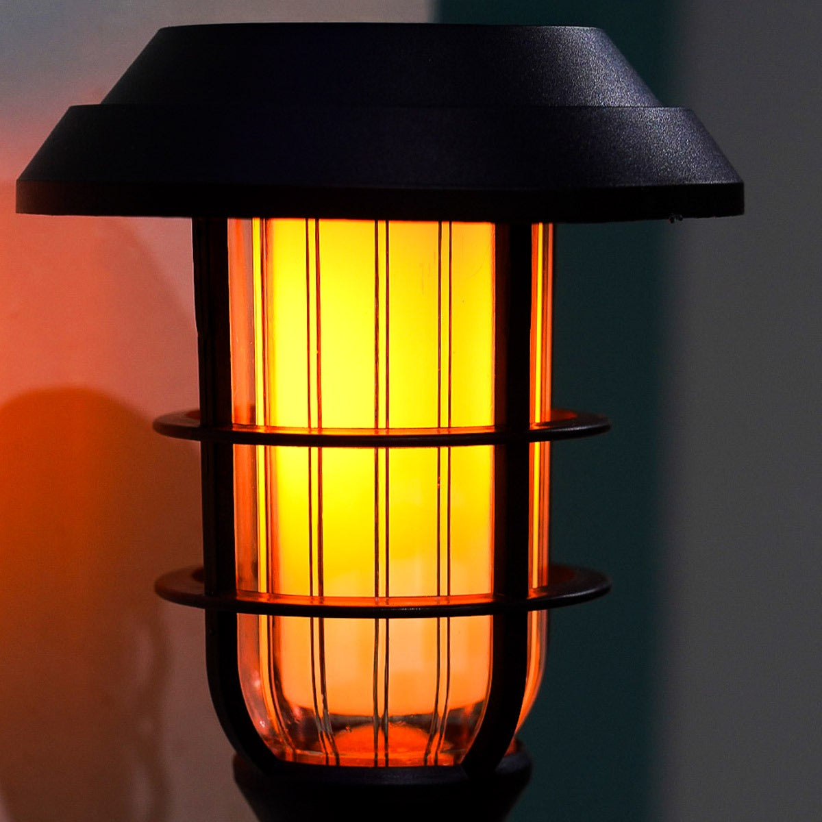 4 Garden Solar Stake Lights Dancing Flame 33cm